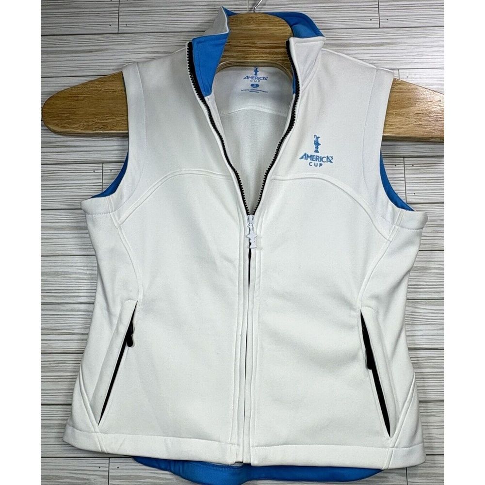 America's Cup Women's Sailing Yachting Vest Full Zip Size Sm White Teal